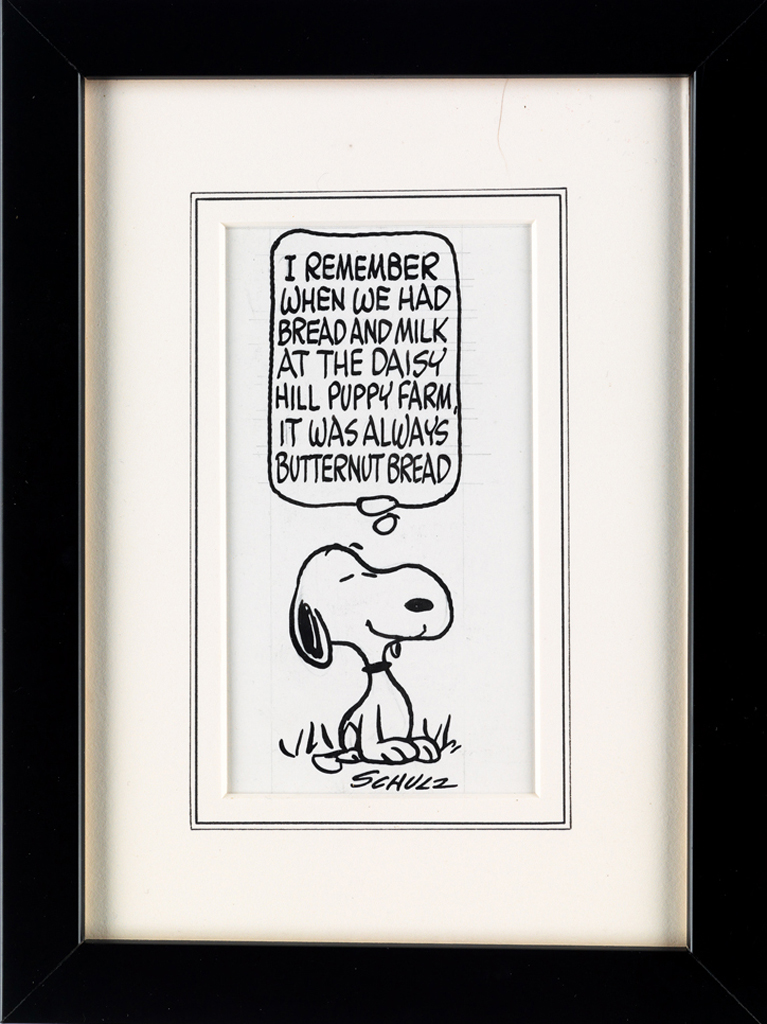 (PEANUTS / SNOOPY) CHARLES M. SCHULZ. I remember when we had bread and milk at the Daisy Hill Puppy Farm, it was always Butternut Bre